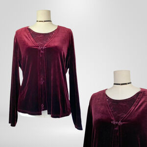 Vintage George Womens Y2K Whimsigoth Velvet Cardigan & Top Size XL Vampy Holiday